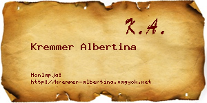 Kremmer Albertina névjegykártya